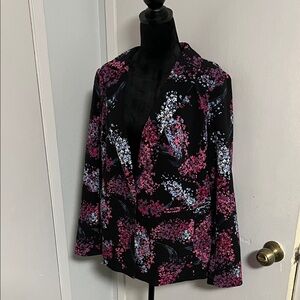 Lane Bryant Black and Pink Floral Blazer